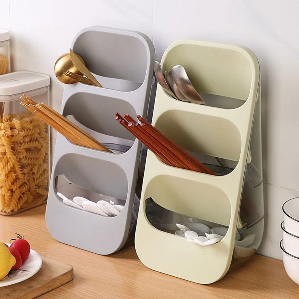 Multipurpose 3-Layer Vertical Cutlery Storage Box