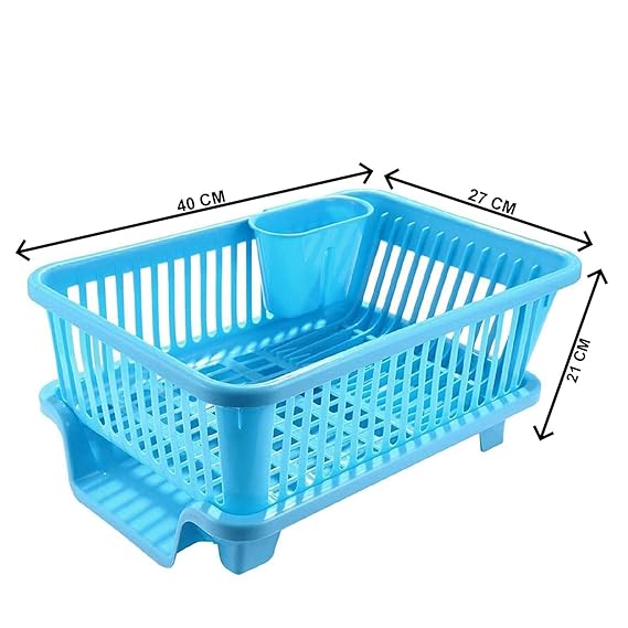 3 in 1 Large Durable Plastic Kitchen Sink Dish Drainer Rack (Premium Quality)