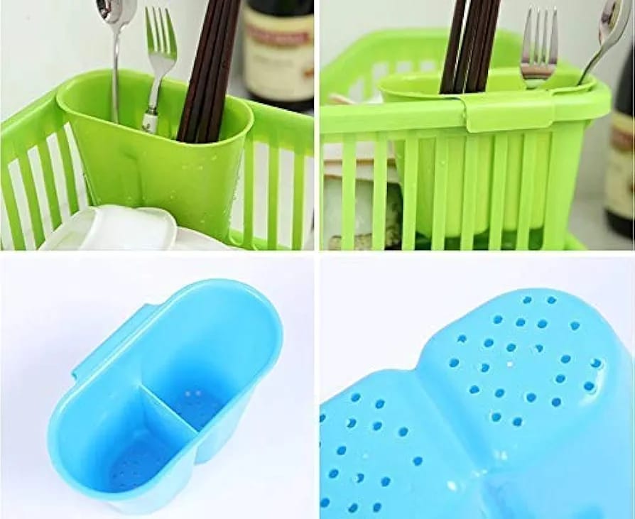 3 in 1 Large Durable Plastic Kitchen Sink Dish Drainer Rack (Premium Quality)